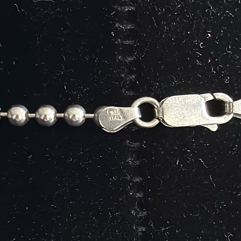 30” Unisex Bead Chain Necklace in .925 Sterling Silver, lobster claw clasp - Picture 6 of 6